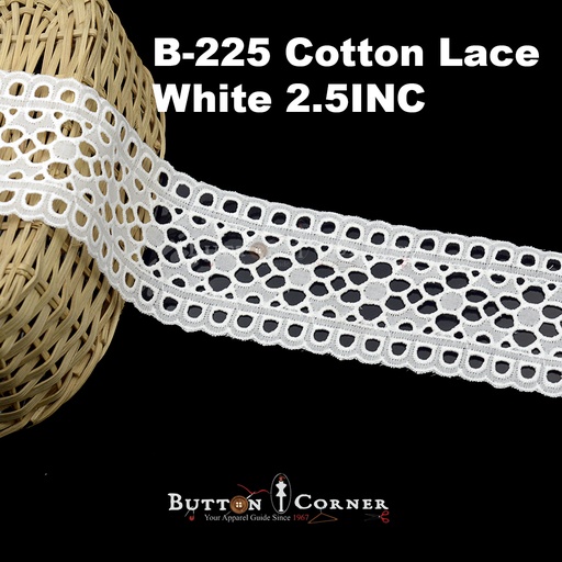 [B-225-WHITE] Cotton Double Side Border Lace