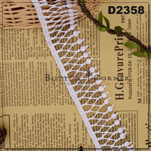 [D2358-WHITE] One Side Border Shuttle Lace