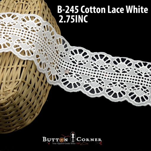 [B-245-WHITE] Double Side Border Cotton Lace