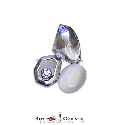 [FAAB39 SILVER] Fancy Crystal Button