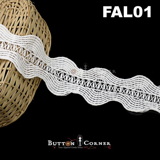 [FAL01-WHITE] Double Side Border Shuttle Lace