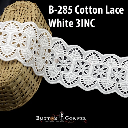 [B-285-WHITE] Cotton Double Side Border Lace
