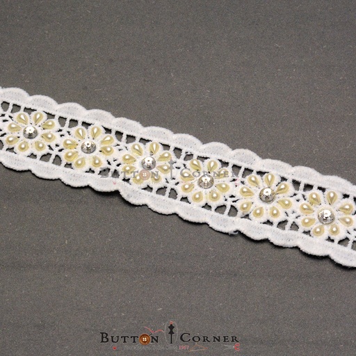 [MYB216-WHITE] 2 Side Border Fancy Shuttle Lace