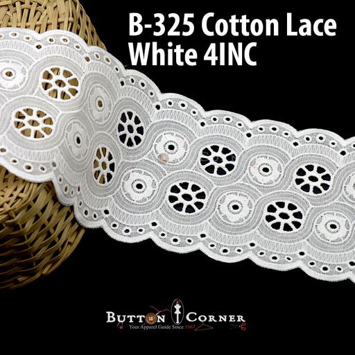[B-325-WHITE] Cotton Double Side Border Lace