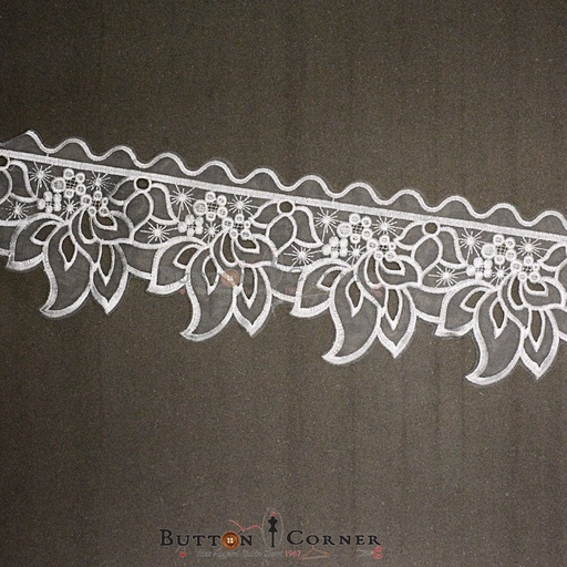 [AL007 WHITE] One Side Border Organza Lace