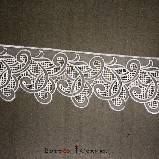 [AL012 WHITE] One Side Border Organza Lace