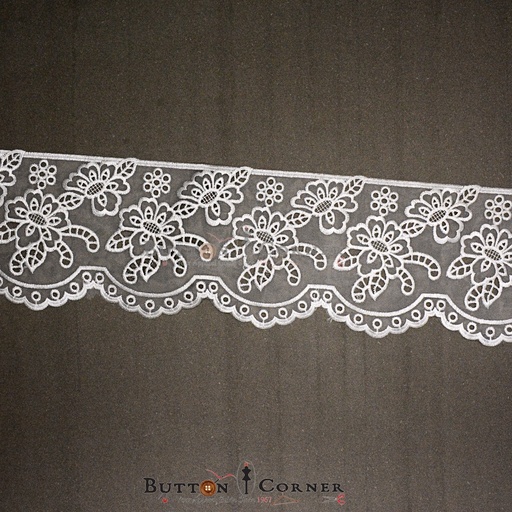 [AL027 WHITE] One Side Border Organza Lace