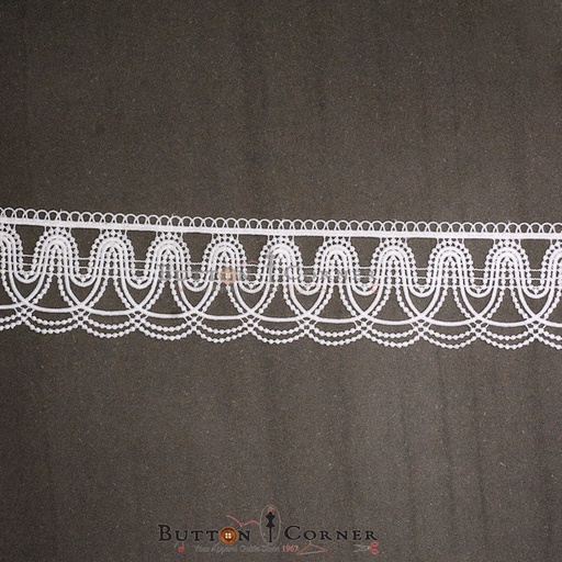 [86070-5-WHITE] One Side Border Shuttle Lace