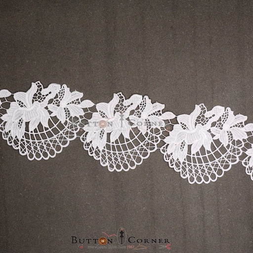 [19033-7 WHITE] Applique Shuttle Lace