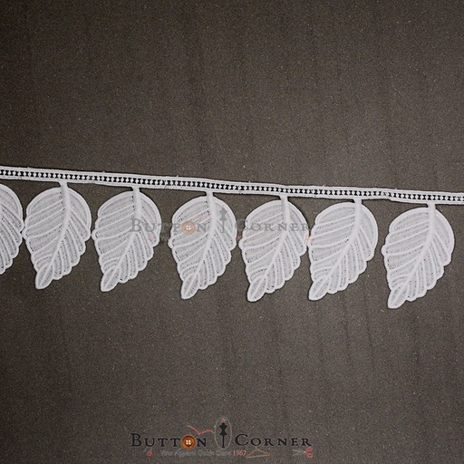 [19395-8-WHITE] One Side Border Shuttle Lace