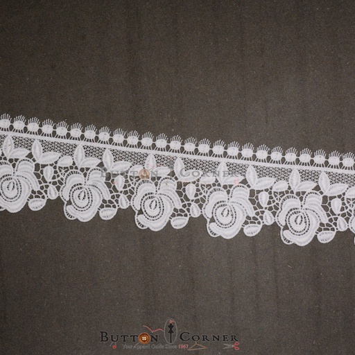 [16842-7 WHITE] One Side Border Shuttle Lace