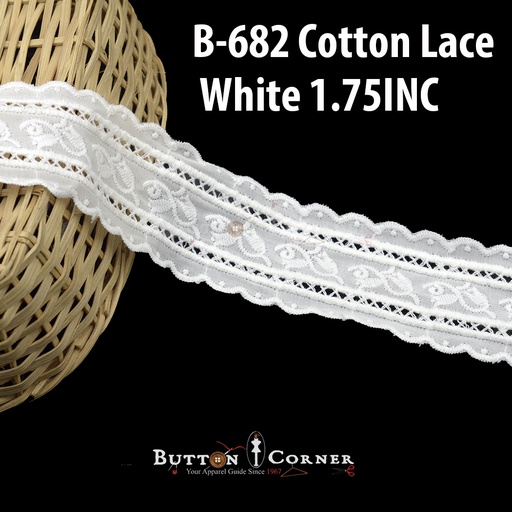[B-682-WHITE] Cotton Double Side Lace