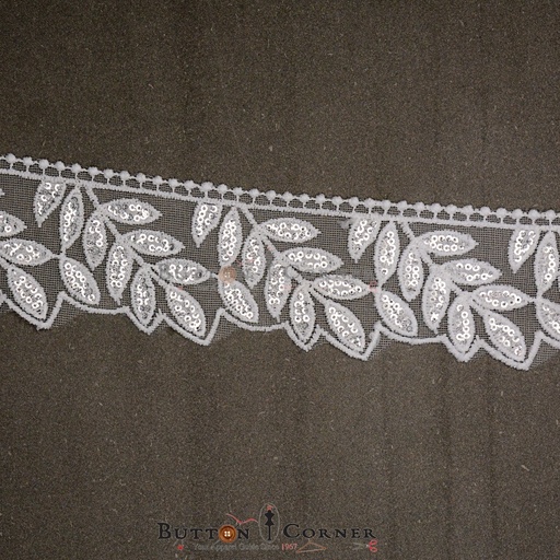 [ALN375-WHITE] One Side Border Sequence Net Lace