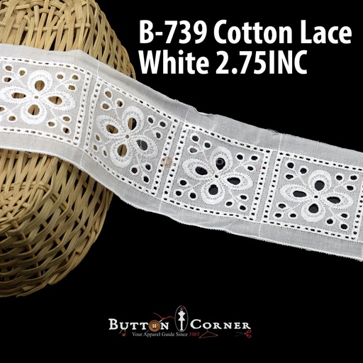 [B-739-WHITE] Cotton Joined Lace