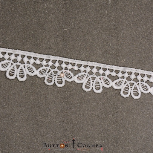 [20937-WHITE] One Side Border Shuttle Lace
