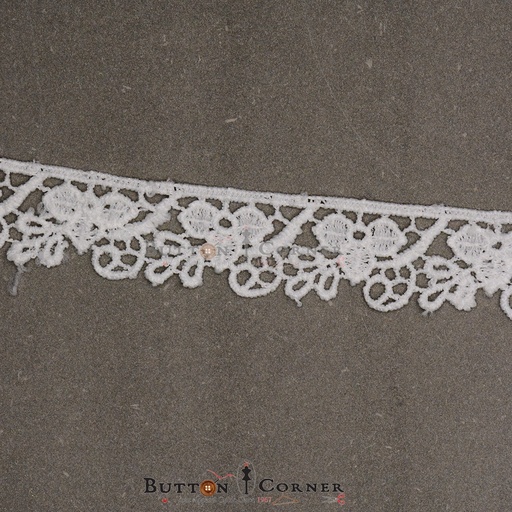 [20953-WHITE] One Side Border Shuttle Lace