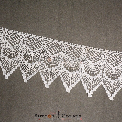 [21191-WHITE] One Side Border Shuttle Lace