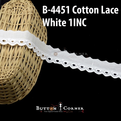 [B-4451 WHITE] One Side Border Cotton Lace