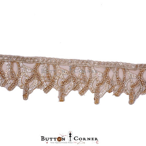 [AYAR2788-BROWN] Fancy Glass Beads Sequence Lace