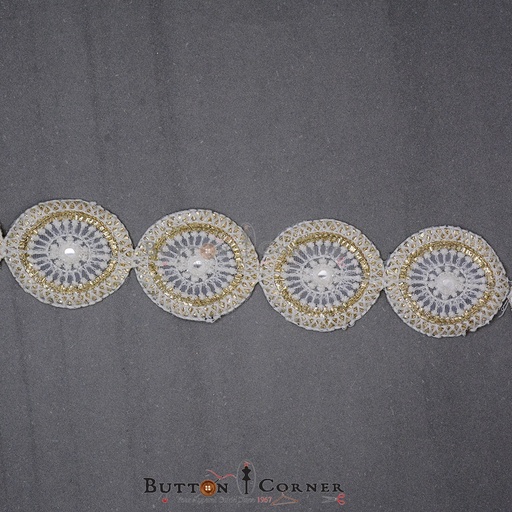 [EML284-WHITE] Fancy Metallic Yarn Embroidery Lace