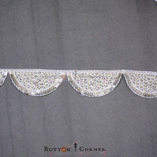 [EML291-WHITE] Fancy Embroidery Sequence Lace