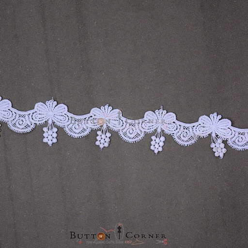 [D2037-WHITE] One Side Border Shuttle Lace
