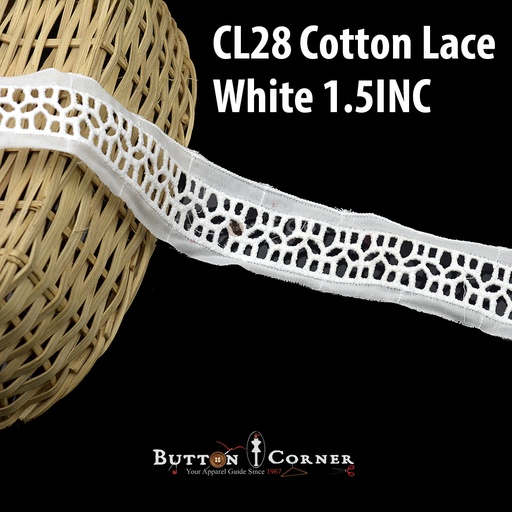 [CL28-WHITE] Cotton Joined Lace