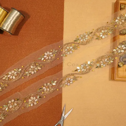 [KFL124 ANTIQUE] Fancy Kundan Lace