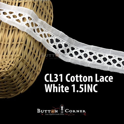 [CL31-WHITE] Cotton Joined Lace