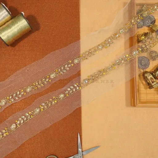 [KFL109 GOLD] Fancy Kundan Lace