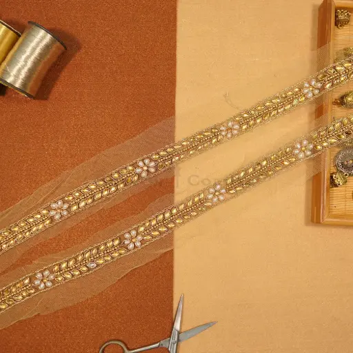[KFL133 ANTIQUE] Fancy Kundan Lace