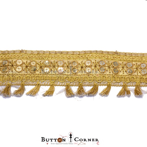 [MYB152-GOLD] Fancy Metallic Yarn Hanging Lace