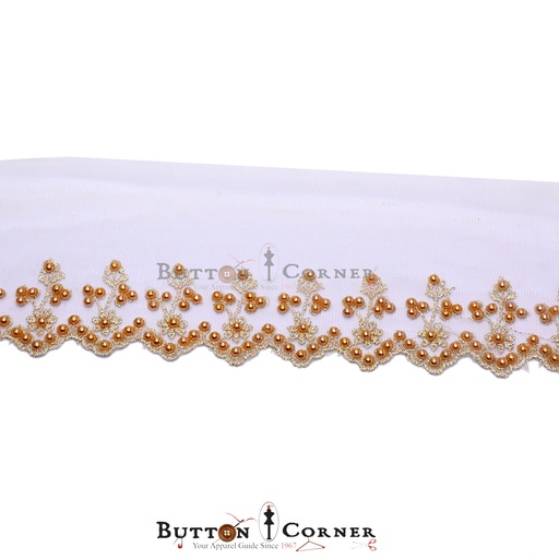 [MYB313-CHAMPAGNE] Fancy Glass Beads Net Lace