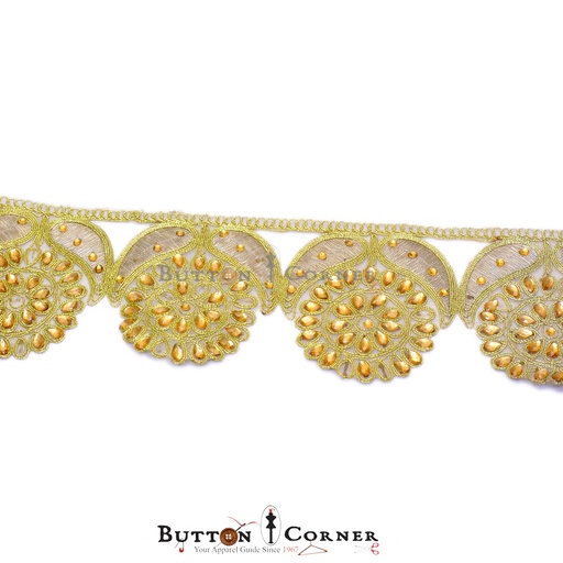 [MYB331-YELLOWISH GOLD] Fancy Kundan Lace