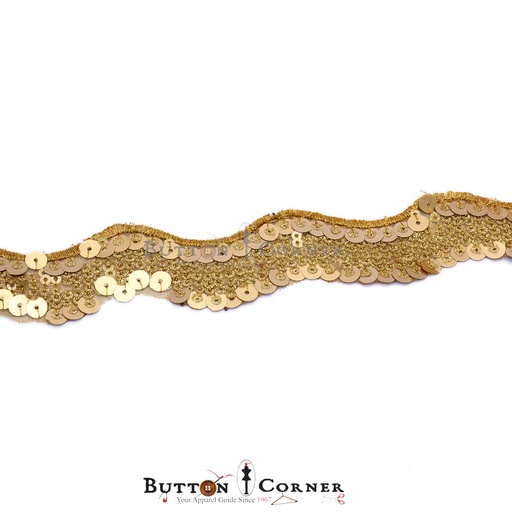 [FANL692-GOLD] Fancy Metallic Yarn Sequence Lace