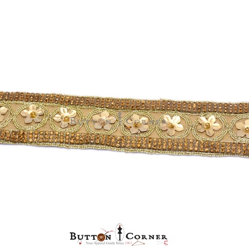 [MYB463-GOLD] Fancy Gota & Stone Lace