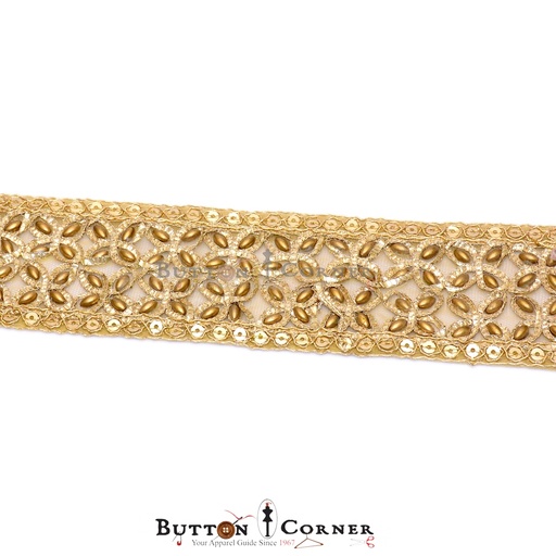 [GOTL420-GOLD] Fancy Sequence Gota Lace