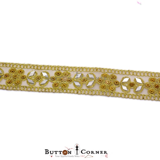 [MYB492-YELLOWISH GOLD] Fancy Gota Mirror Lace