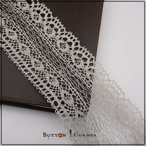 [AY0868 SILVER] Fancy Metallic Yarn Crochet Lace