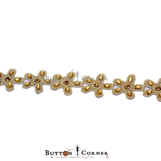 [MYB262-LIGHT GOLD] Fancy Kundan Shuttle Lace