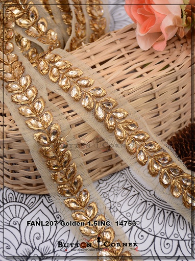 [FANL207-GOLD] Fancy Kundan Lace