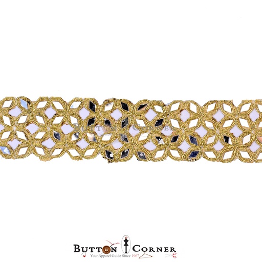 [MYB483-GOLD] Fancy Gota Mirror Lace
