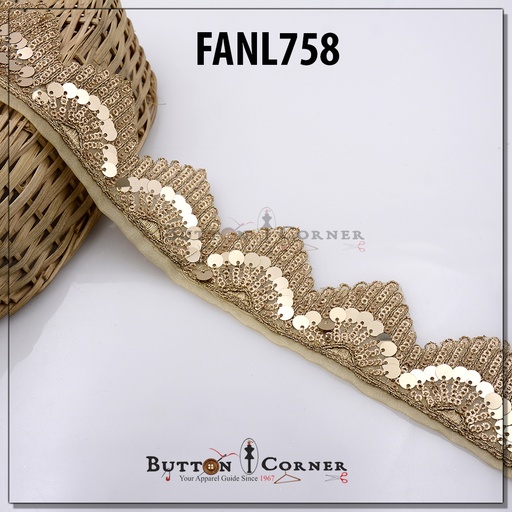 [FANL758-GOLD] Fancy Sequence Lace
