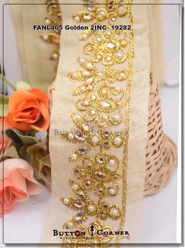 [FANL405-GOLD] Fancy Kundan Lace
