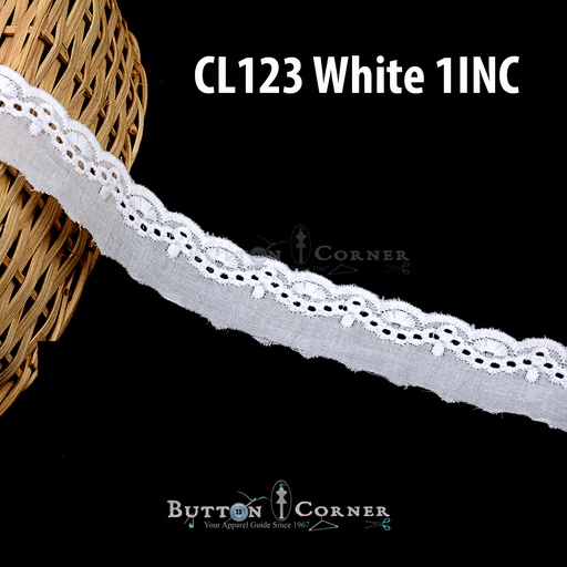 [CL123-WHITE] Cotton One Side Border Lace