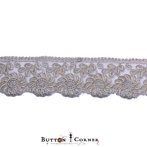 [GOTL319-SILVER] Fancy Metallic Yarn Net Lace