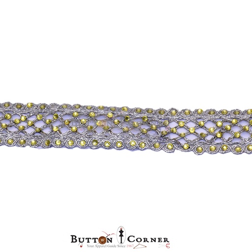 [FANL544-SILVER] Fancy Gota Stone Lace