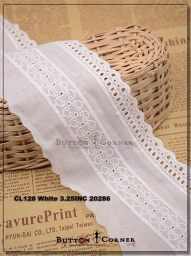 [CL128-WHITE] Cotton One Side Border Lace