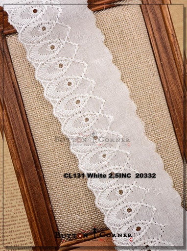 [CL131-WHITE] Cotton One Side Border Lace