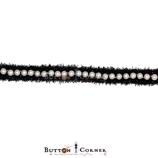 [MYB488-WHITE BLACK] Pearl Shimmer Lace